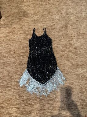 Black Sequin Fringe Costume Dress